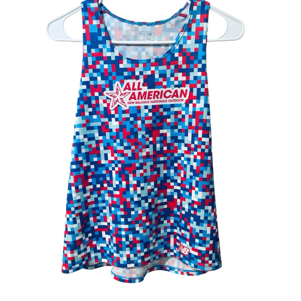 New Balance Blue and Red Pixel Tank Top Large All American